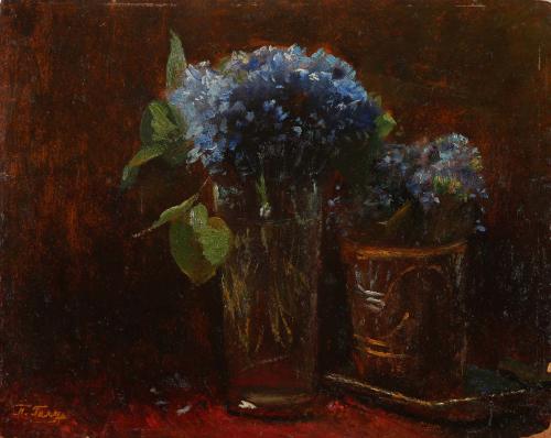 Petr Geller 'Still life with blue flowers'